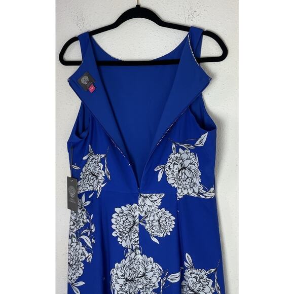 NWT Vince Camuto Women’s Maxi Blue Floral Short Sleeve Dress 12 NWT 148$ - Picture 5 of 11